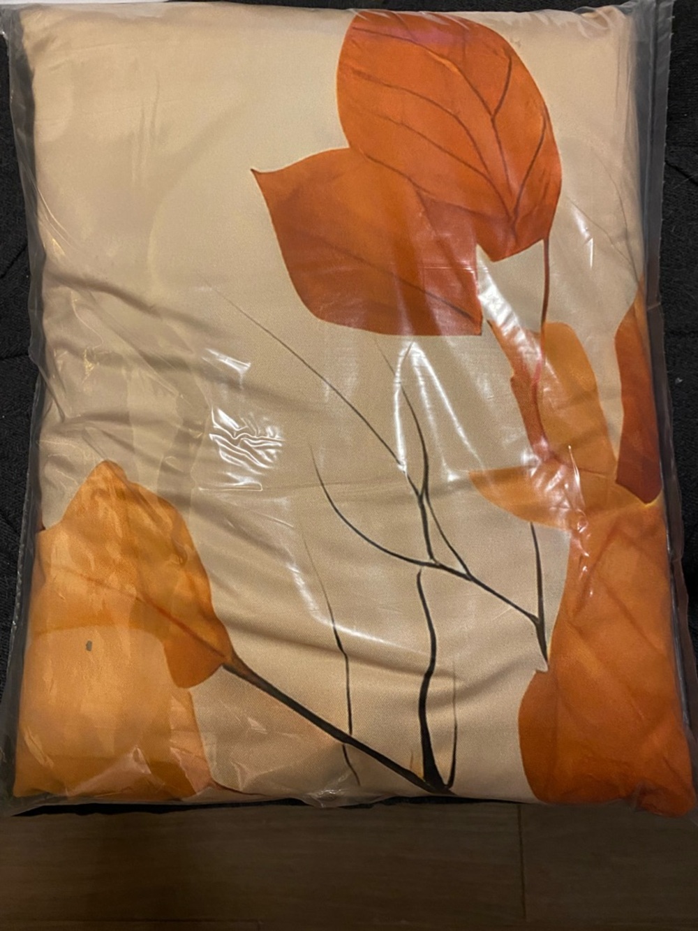 Grey King Duvet Set with Orange Leaf Print